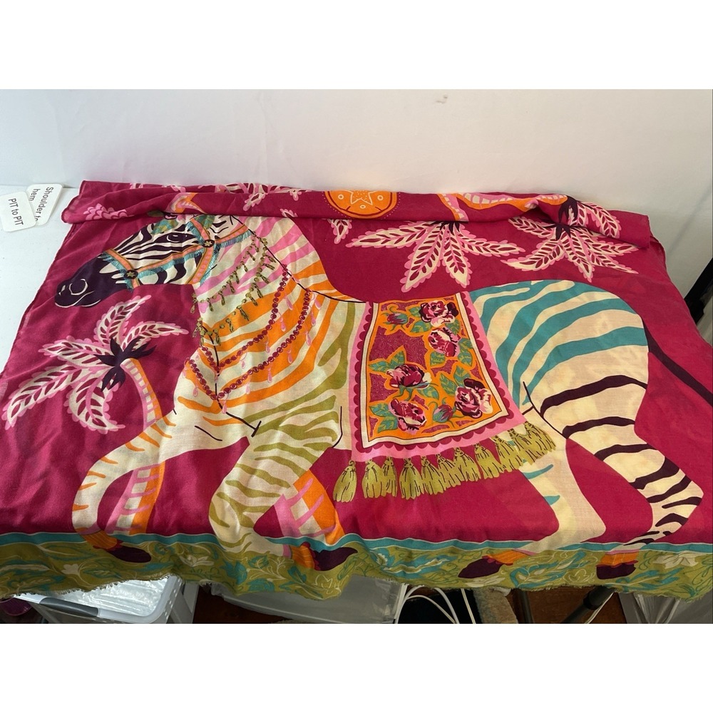 NEW‎ Powder Scarf/Wrap Zebra carnival Colorful Designed In Scotland 40" x 70"